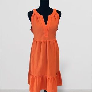 Calvin Klein Vibrant Orange Sleeveless Midi Dress Size 6